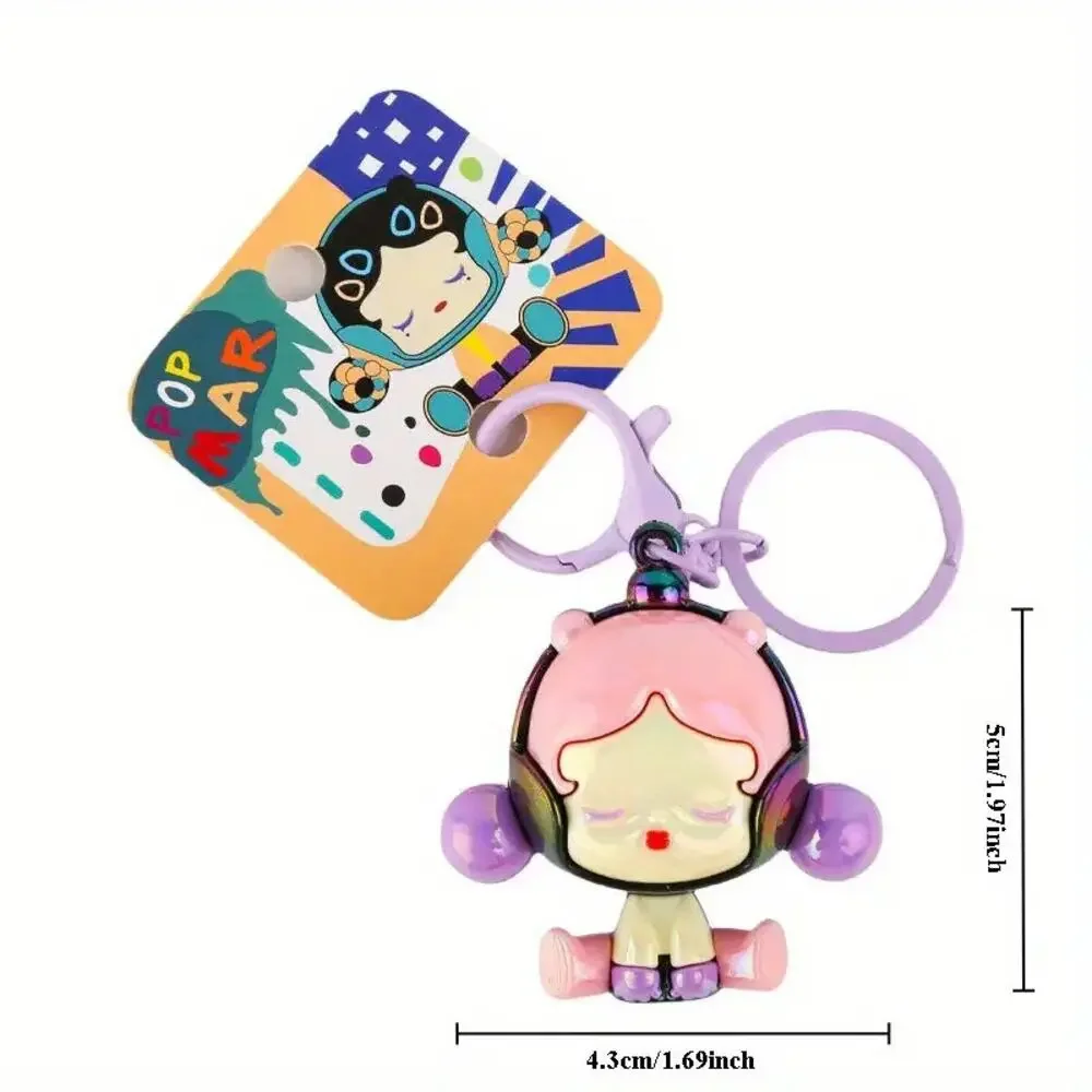 3D Space Skull Panda Doll Pop Mart Keychains - Purple
